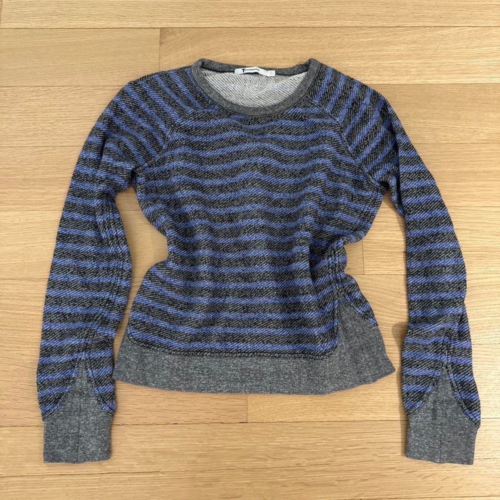 Alexander Wang vintage Gray and blue striped long sleeve top with gray heather